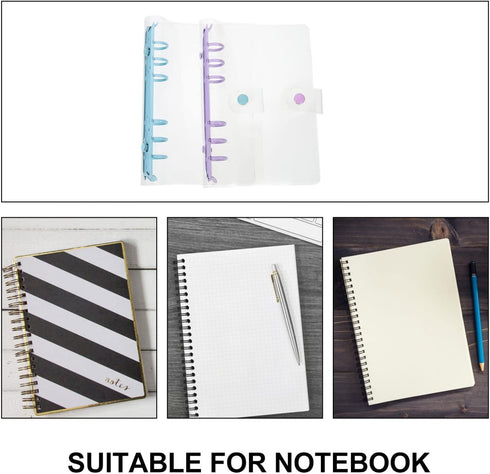 STOBOK 2pcs Clear A6 6-Ring Binder Cover, Refillable Planner Binder Cover, Snap Button Closure, Loose Leaf Folder
