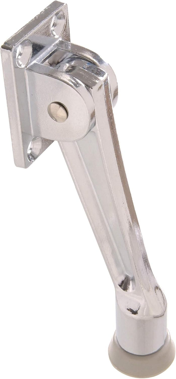 Hillman 5" Kickdown Door Stop - Satin Chrome, Heavy Duty Doorstoppers with Ribbed Rubber Foot, 1-Pack | 852939