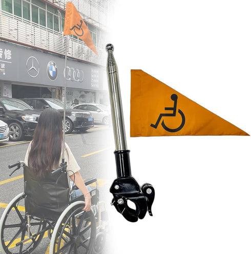 Handicap Flag for Wheelchair & Mobility Scooter, 4 Ft Folding High Visibility