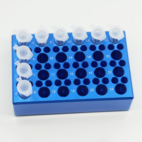 1 Pcs Aluminum Cooler Cooling Block PCR Test Tube Racks, 24-Well for 1.5ml/2ml Tubes, 36-Well for 0.2ml PCR Tubes