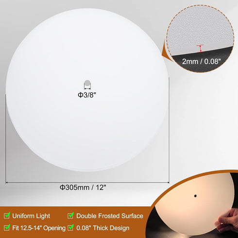 12" 3/8" 2mm 12.5-14" PATIKIL Lampshade Diffuser, Diameter with Center Hole Round Diffuser Thick for Drum Lampshades
