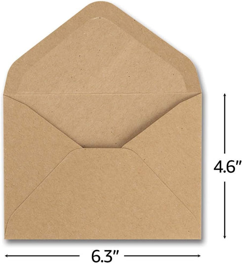 ValBox 4.6x6.3" Kraft Envelopes 100 PCS 120 GSM Brown Contour Flap Invitation Envelopes for Baby Shower, Graduation, Wedding, Invitations - Gummed Flap