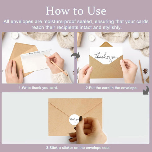 LUCYSALISA 100 Pack 4 6 Inch, Thank You Cards with Envelopes, bulk White Thank You Cards x Thank You Notes