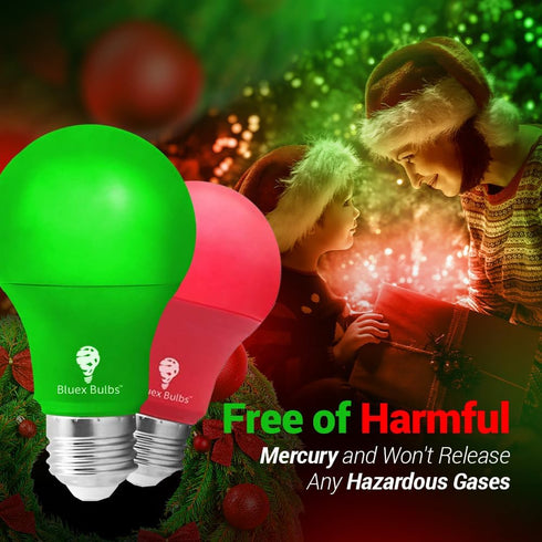 Bulbs 2 Pack A19 Bulb 9W (60Watt E26 Bulb Bluex BlueX LED Green Light - Equivalent) - Base LED Lights, Party