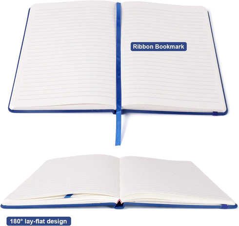 6 Pack 240 5.5"x8.3", A5 Comix Lined Journal Notebooks for Work, Pages, Navy Blue, Hardcover, Medium College Ruled