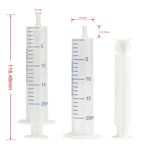 12 Pack 20 ml Plastic Syringe, Luer Slip Syringe without Needle No Rubber Ring Used in Scientific Laboratories, Liquid refilling, DIY Crafts, Scientific Labs By Labfil