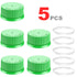 5pcs GL45 Screw Caps with Pouring Ring for 45mm Laboratory Glass Bottles, Polypropylene, Green
