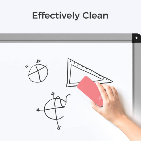 LOUKIN 2 Pack Magnetic Dry Erase Eraser, Whiteboard Eraser, Glass Board Eraser (Pink), Includes Two Bottles of Cleaners