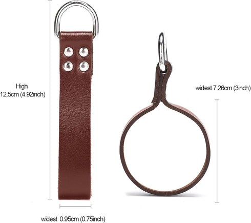 Leather Tool Belt Suspender Loops, Heavy Duty Strap Connectors, 4-Piece Set Accessories (Brown)