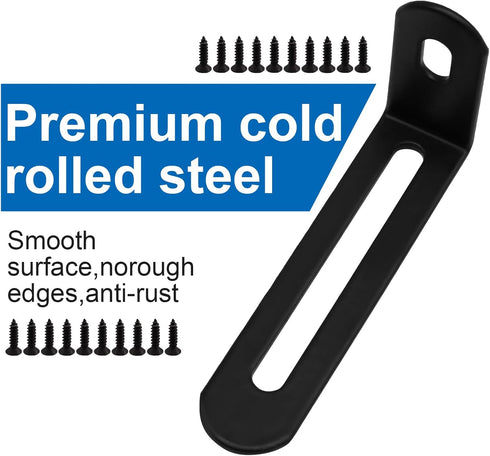 verkelly 10 0.94"x2.85"x0.59" Pcs Adjustable L Shape Corner Brackets, Metal Right Angle Braces Black Support Brackets