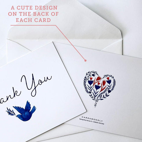 6 4.25 Pack 25 CARDAMONOLY Thank You Cards with Envelopes Funeral - Sympathy Cards with Envelopes with Blue Dove