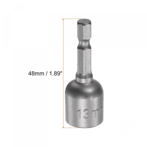 1/4 Quick-Change Hex Shank, 13mm (33/64-Inch) Magnetic Nut Setter Driver Drill Bit, 1.89 Inch Length, Metric for Machine Maintenance, Furnitures, Woodworking, Auto Repairing