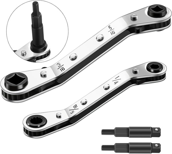 Zhehao Hvac Service Wrench Set, Refrigeration Service Wrench, Ratchet Tool Set with Hexagon Bit Adapter Kit