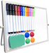 Dry Erase White Board, 12 x 9 Inch Small Magnetic Desktop Whiteboard with Stand, Double Sided, 12 Markers, 4 Magnets, 1