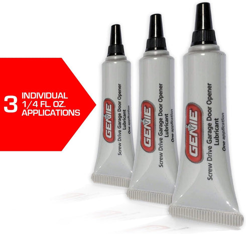Recommended 0.25 oz. (3 Pack) 9.00in. 7.00in. 0.60in, Genie Screw Drive Lube Reduce Noise with Only Lubricant Garage