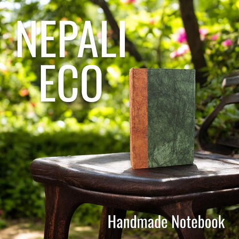 Kathmandu Valley Co. Nepali Eco Handmade Journal with Vintage Lokta Paper - Blank Writing Notebook, Deckle-edge,