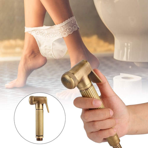 Naroote Handheld Bidet Sprayer for Toilet, Vintage Brass Handheld Bidet Sprayer Spray Bracket Hose Kit Bathroom