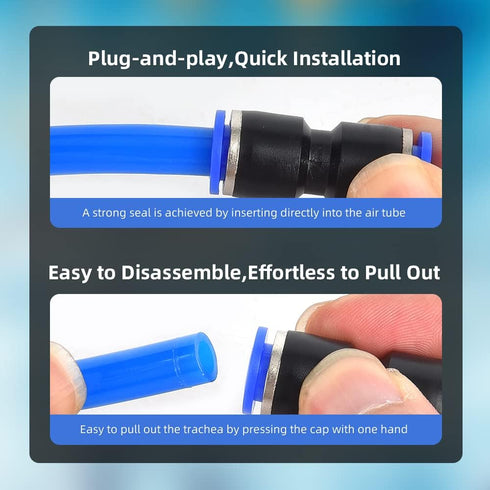 60Pcs Quick Connect Air Hose Fittings, Pneumatic Push-to-Connect Fittings Kit for Various OD Tubes