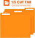PANDRI File Folder, 120 Pack, 1/3 Cut Tab, Letter Size, Filing Folder for Office School Business, Orange