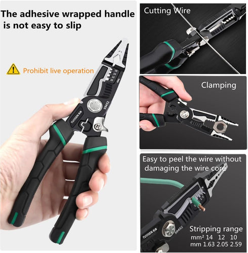 9-in-1 Wire Stripper by szhdxsy, 8.5in Crimping Tool, Multifunctional Wire Stripper, Cable Cutters, Pliers