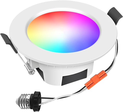 FVTLED Smart Recessed Lighting 4 Inch, Wireless Bluetooth 9W RGBWC Color Changing