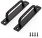 Ravinte 4 Pack Black Barn Door Handles, 5" Hole Center Sliding Door Handle with Plate for Closet Door