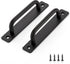 Ravinte 4 Pack Black Barn Door Handles, 5" Hole Center Sliding Door Handle with Plate for Closet Door