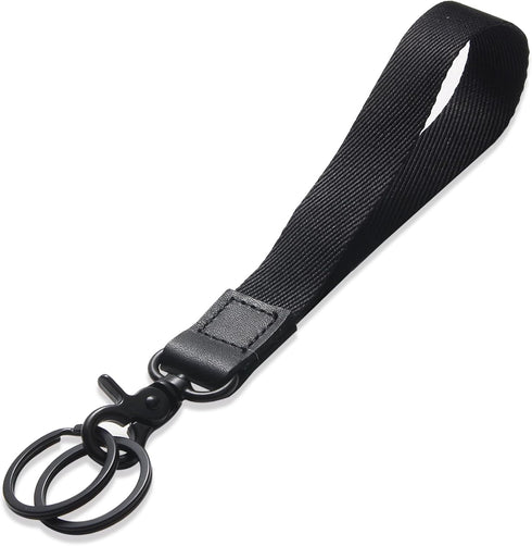 Hand Wrist Lanyard Key Chain Holder, Black Short Keychain Strap for Women & Men, Car Key Wristlet
