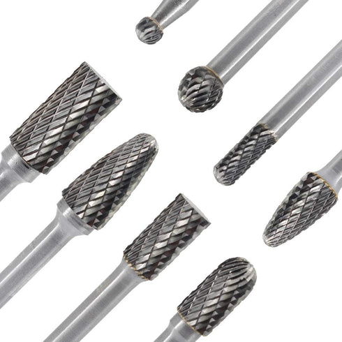 Carbide Burr Set, 8pcs JESTUOUS 1/4 Inch Shank Diameter Double Cut Rotary Files for Metal Grinding and Polishing