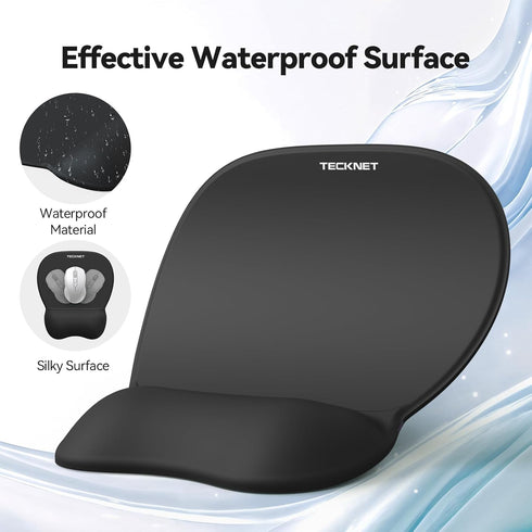 TECKNET 3 1 Set Gel Mouse Pad with Wrist Rest, in Keyboard Wrist Rest for Pain Relief, Non-Slip PU Base & Easy Typing