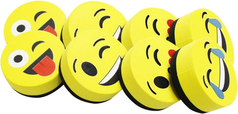 VIZ-PRO Magnetic Smiley Face Circular Whiteboard Eraser / 8 Pack of 2" Dry Erase Erasers by VIZ-PRO