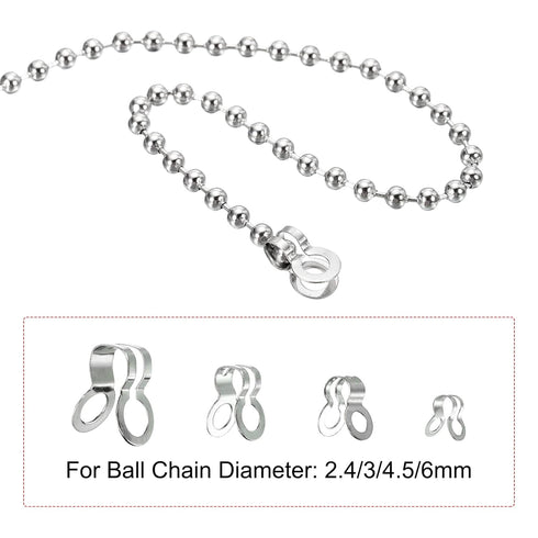 MECCANIXITY Ball Chain Connectors, Stainless Steel Double Ring Clasp Fit for 2.4/3/4.5/6mm Ball Chain Ceiling Fan Lamp Pull Loop, Silver Pack of 80