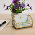 Hipiwe Glass Business Card Holder Stand - Gold Metal Frame Name Card Display Organizer for Office Desktop, Fits 80-100