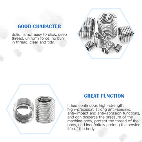 Glarks 84Pcs Stainless Steel Wire Thread Inserts - Thread Repair Sleeve Kit, Metric Assortment