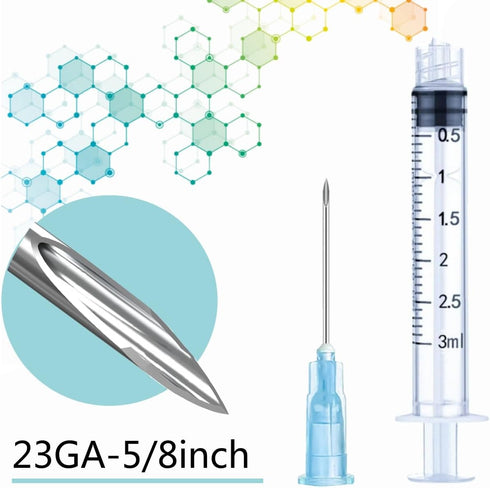50 Pack 3ml Syringes with Needle - 23 Gauge, 5/8 inch Needle Luer Lock Syringe, Individually Sealed Packaged