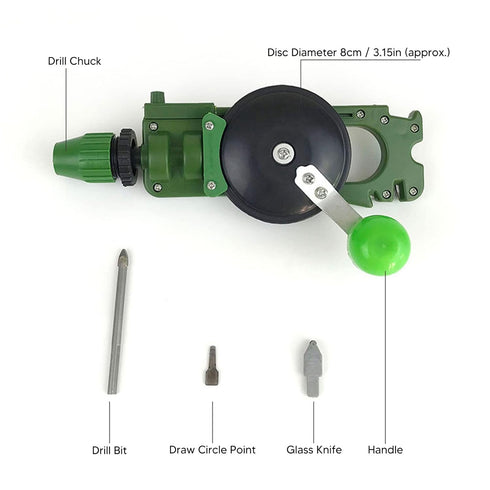 FTVOGUE Manual Hand Crank Drill, Multifunctional Tool with Knife Sharpener and Glass Cutter