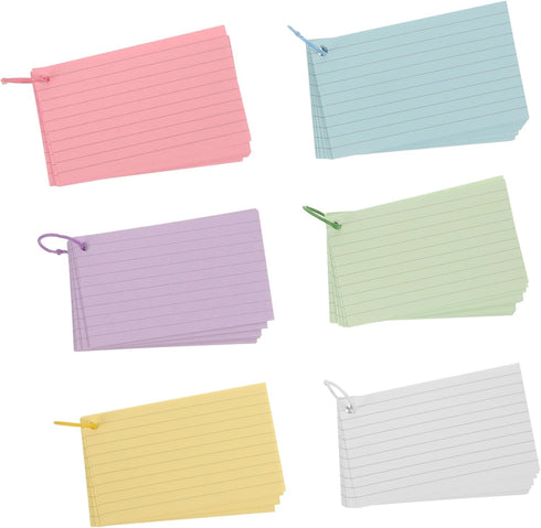4sets TEHAUX Pre-hole Punched Flash Cards Binder Loose-leaf for Studying Organizing Ideas and Daily Use Blank Cards