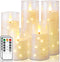 Homemory Flameless Candles with Embedded Star String Fairy Lights, Battery Operated Candles,