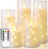 Homemory Flameless Candles with Embedded Star String Fairy Lights, Battery Operated Candles,