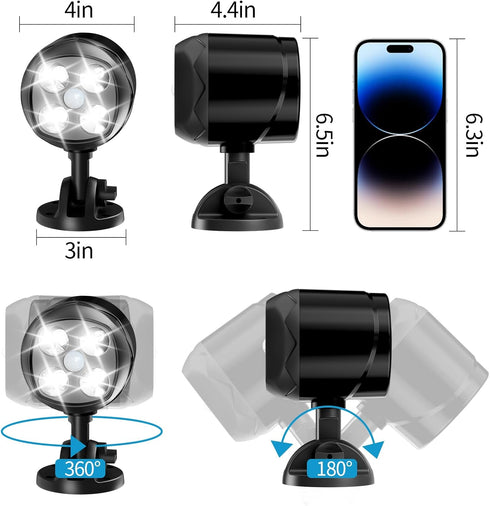 800 (2 Pack) Battery Operated Motion Outdoor Waterproof Lights, Lumen Ultra Bright Battery Powered Night Activation