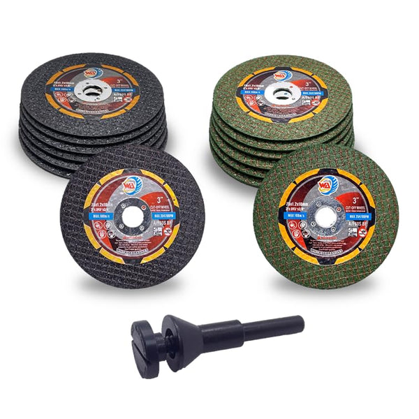 WA 12PACK 3" x.045 x3/8" Thin Cut Off Disc Kit, 12 Discs + 1 Mandrel for Die Grinder Tool Accessories Cutting Wheel