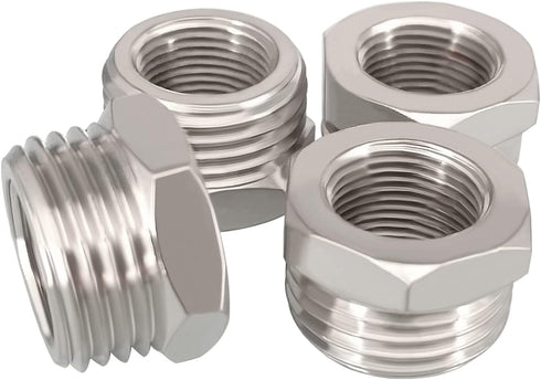 Nickel Plated Brass Reducer Faucet Adapter, G 1/2 Male to 3/8 Female Compression Hose Fitting, 4PCS