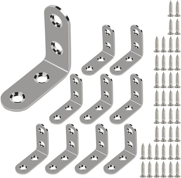L Bracket Stainless Steel Corner Brace Sets, 90 Degree Right Angle Bracket