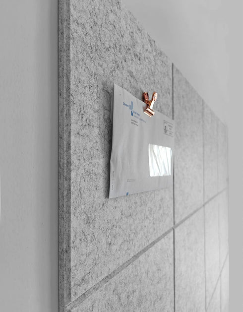 Large Cork Board Alternative, 12 Pack Felt Wall Tiles, 48 x 36, Safe Removable Adhesive Tabs, Silver Gray, Office Decor