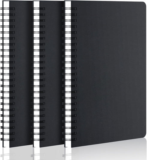 EUSOAR 3 Packs A4 Spiral Notebook, 11" x 8-1/2" Hardcover Black Journal with 120 Pages for Note Taking