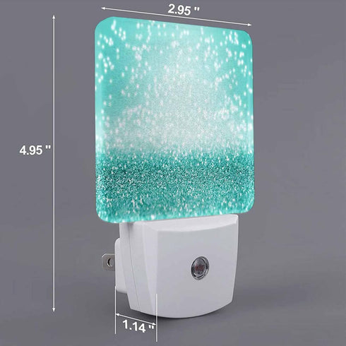 Chrobak LED Night Light,Elegant Teal Green Glitter Sparkle Confetti LED Night Light Plug into Wall with Dusk to Dawn