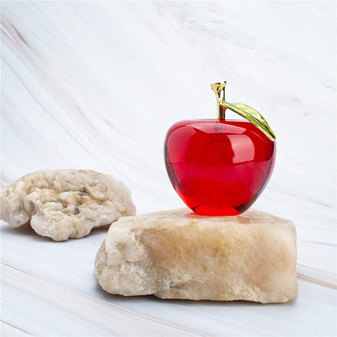 H&D Glaze Crystal Apple Paperweight Craft Decoration, Red
