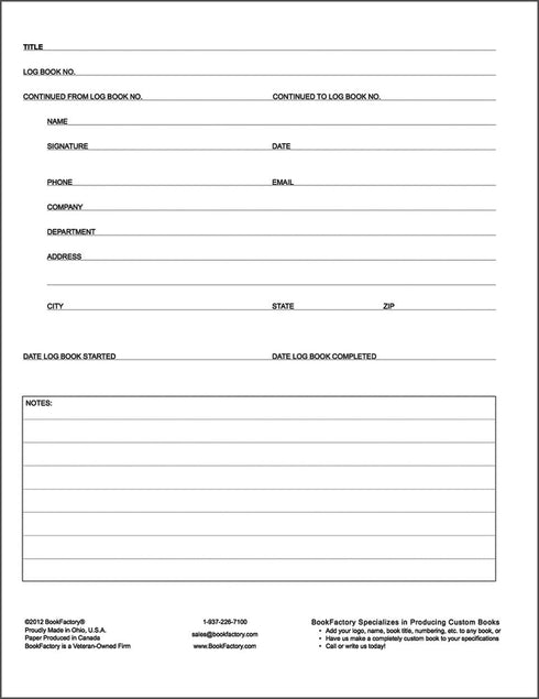 BookFactory 120 8.5''x11'', (XLog-120-7CS-A-L-Black(Pregnancy Pregnancy Tests Log Book/Journal/Logbook - Page, Black