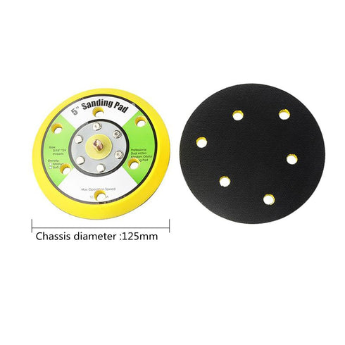 Asabocai 5Inch 6 Hole Hook and Loop Orbital Sander Replacement Pad Backing Pad for Air Sander