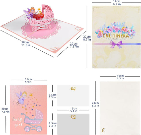 Pop-Up Congratulations Card for New Baby Girl